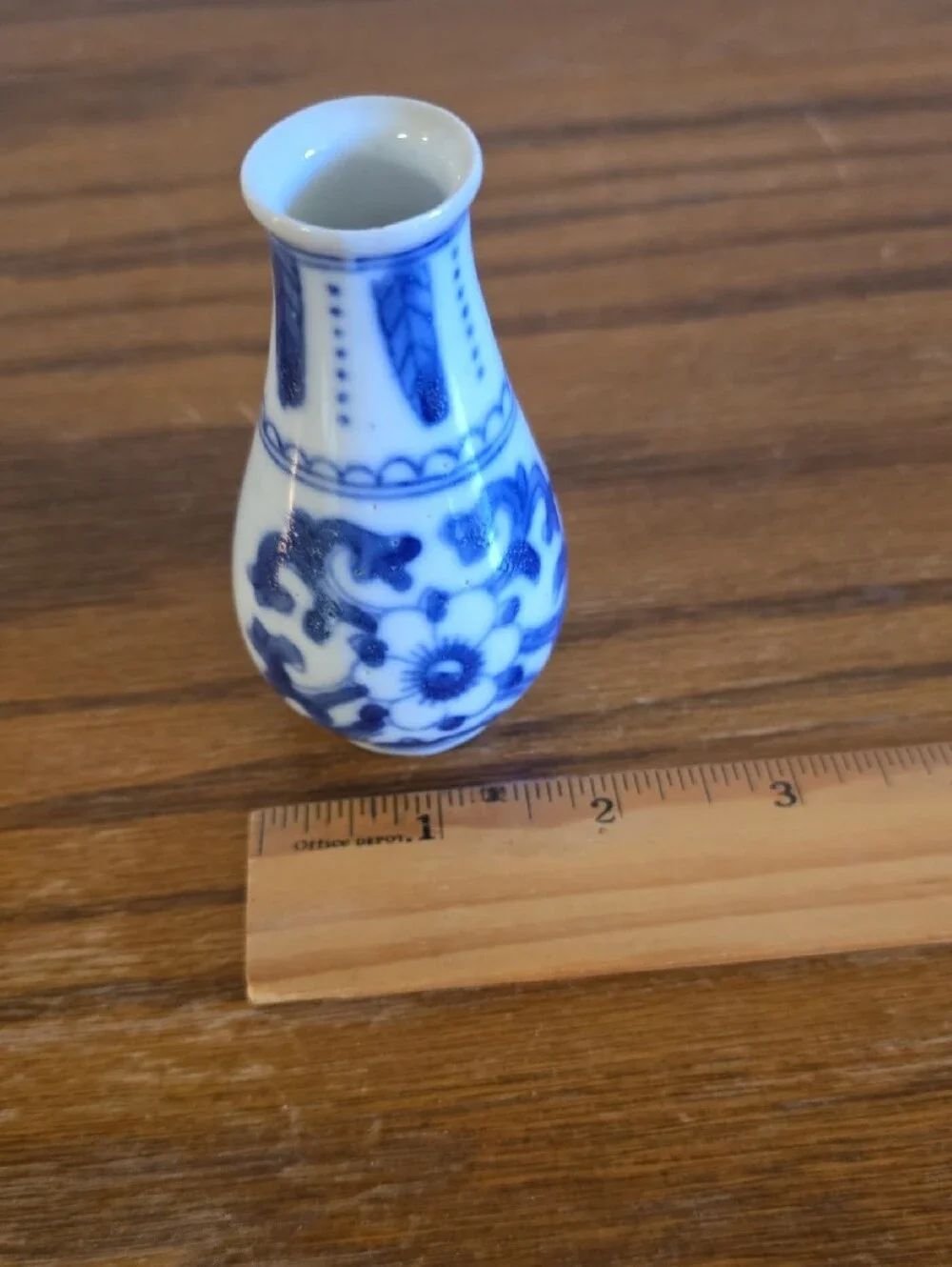 Vintage Oriental Liling Miniature Stem Cobalt Blue & White Vase  Tote 13